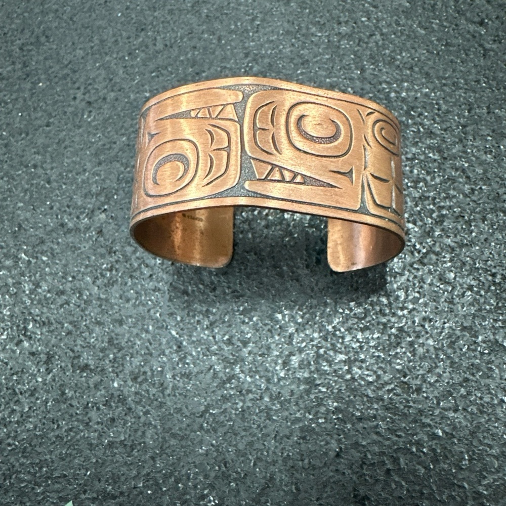 Vintage Engraved Copper Cuff Bracelet